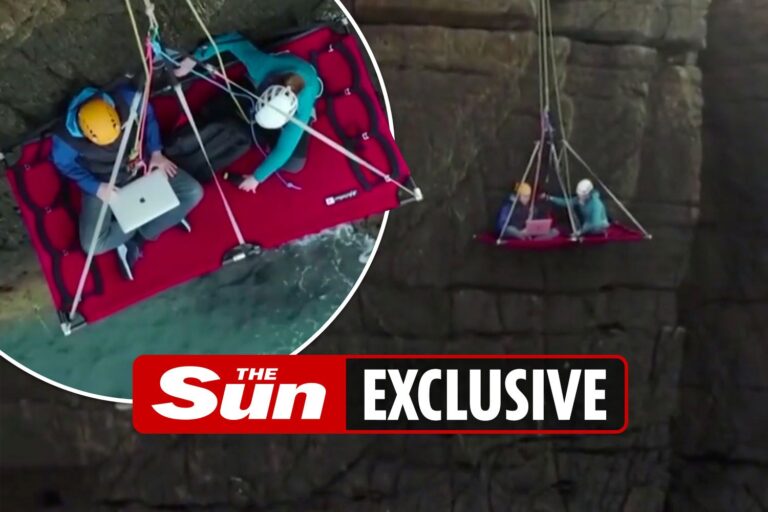 Call centre worker completes shift while dangling off side of 50ft cliff face