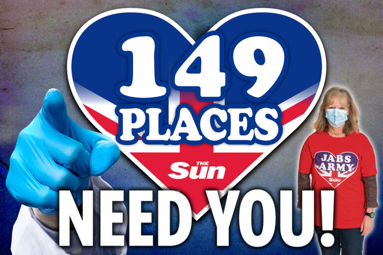 As rollout reaches 25-year-olds, The Sun’s Jabs Army needs YOUR help in 149 places