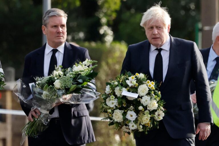 UK PM Johnson visits church where lawmaker was stabbed to death