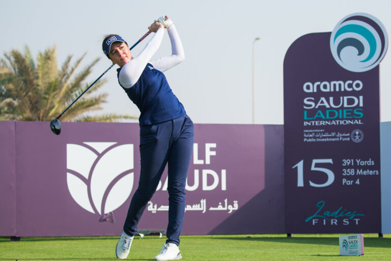 England’s Georgia Hall partners with Moroccan golfer Maha Haddioui at Aramco Team Series — Jeddah