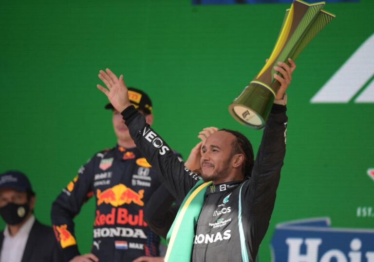 Hamilton wins in Brazil after all-time great drive, Verstappen second