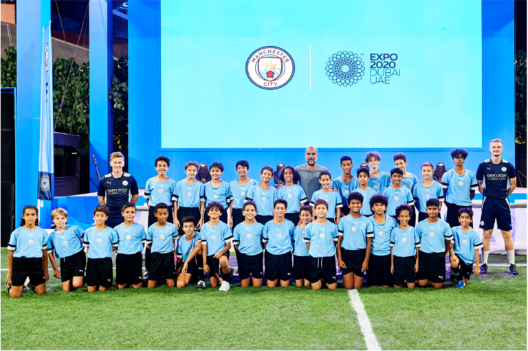 Pep Guardiola pays surprise visit to City Football Schools youngsters at Expo 2020 Dubai