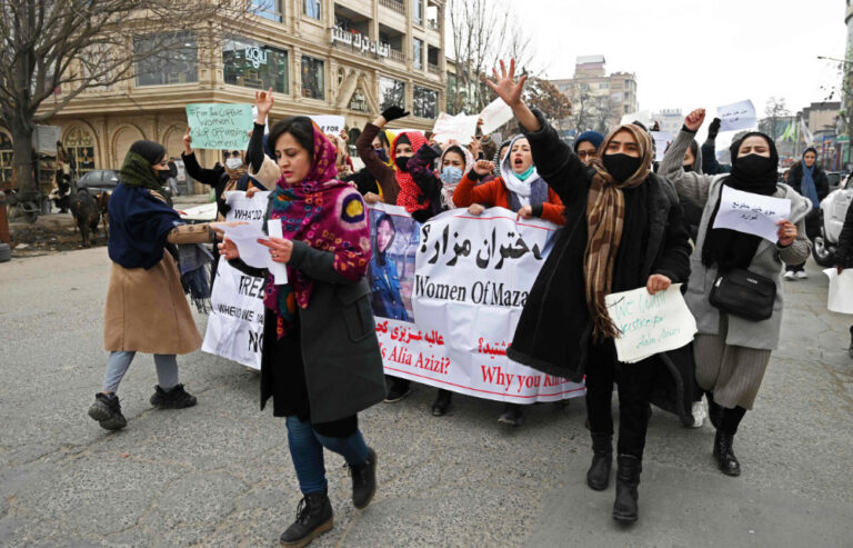 Taliban fighters pepper spray women protesters calling for rights