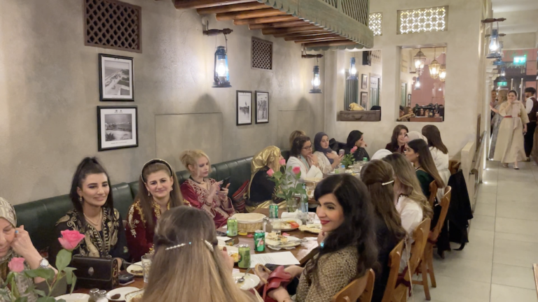 Arab women in traditional dress celebrate Emirati culture at London Ramadan iftar event