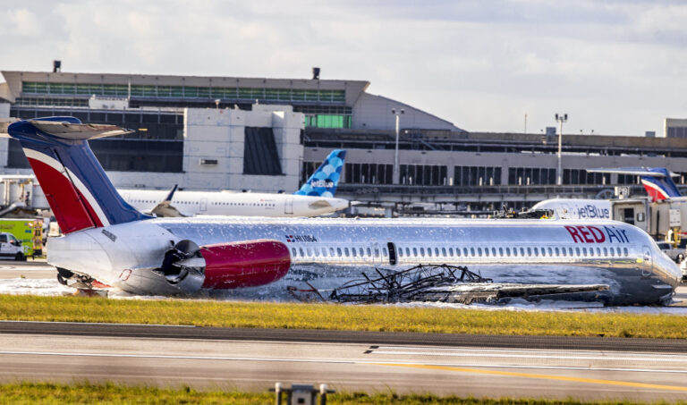 Passenger jet catches fire while landing at Miami airport