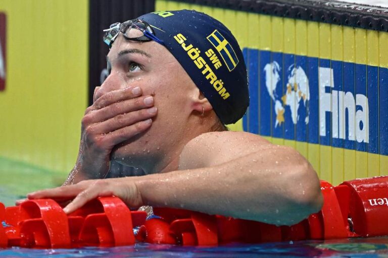 Veteran Sjostrom, teenager McIntosh complete golden doubles at swimming worlds