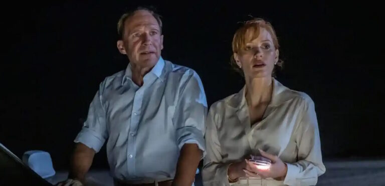 Review: ‘The Forgiven’ sees Ralph Fiennes and Jessica Chastain confront their privilege