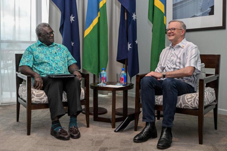Solomon Islands PM meets Australian, NZ leaders over China pact