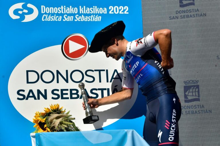Evenepoel soloes home to win San Sebastian Classic