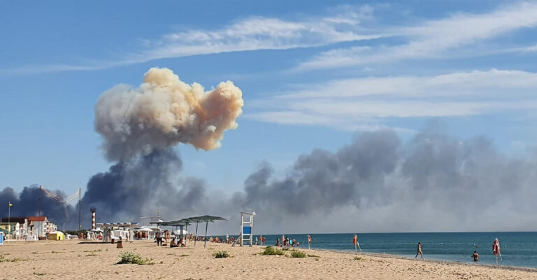 Blasts, fire hits military depot in Russian-annexed Crimea