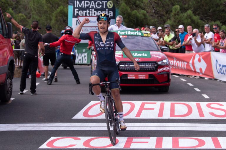 Carapaz climbs to Vuelta stage win as Evenepoel survives scare