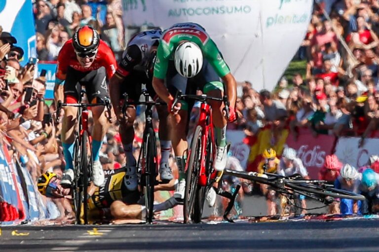 Roglic crashes in Vuelta sprint gamble as Pedersen wins stage
