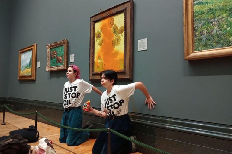 UK climate change protesters throw soup at van Gogh’s ‘Sunflowers’