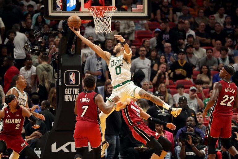 Tatum, Brown too hot for Heat as Celtics roll on