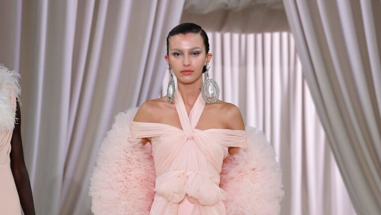 Saudi model Amira Al-Zuhair walks for Giambattista Valli at Paris Haute Couture Week