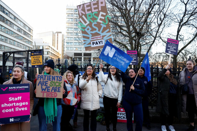 British workers stage largest strike in history of health service