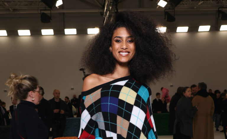 Model Imaan Hammam, designer Amina Muaddi attend Loewe’s Paris show