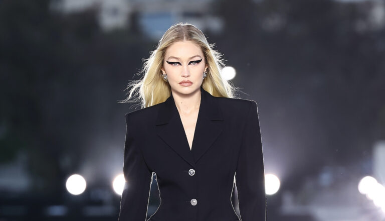 Part-Palestinian model Gigi Hadid walks Versace show in Los Angeles