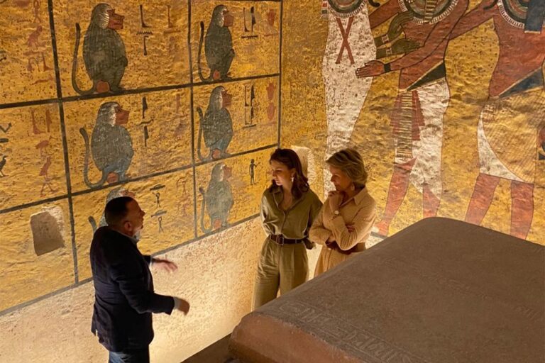 Queen Mathilde of Belgium visits King Tutankhamun’s tomb