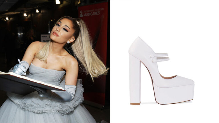 Ariana Grande shows off Andrea Wazen heels