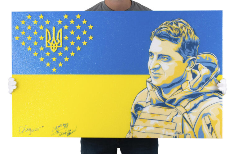 Boston auction of signed Zelensky painting to help Ukraine